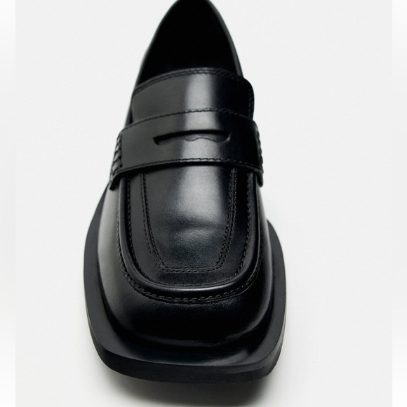 Zara NIB Square Toe Leather Loafers size US 5 - Picture 6 of 15